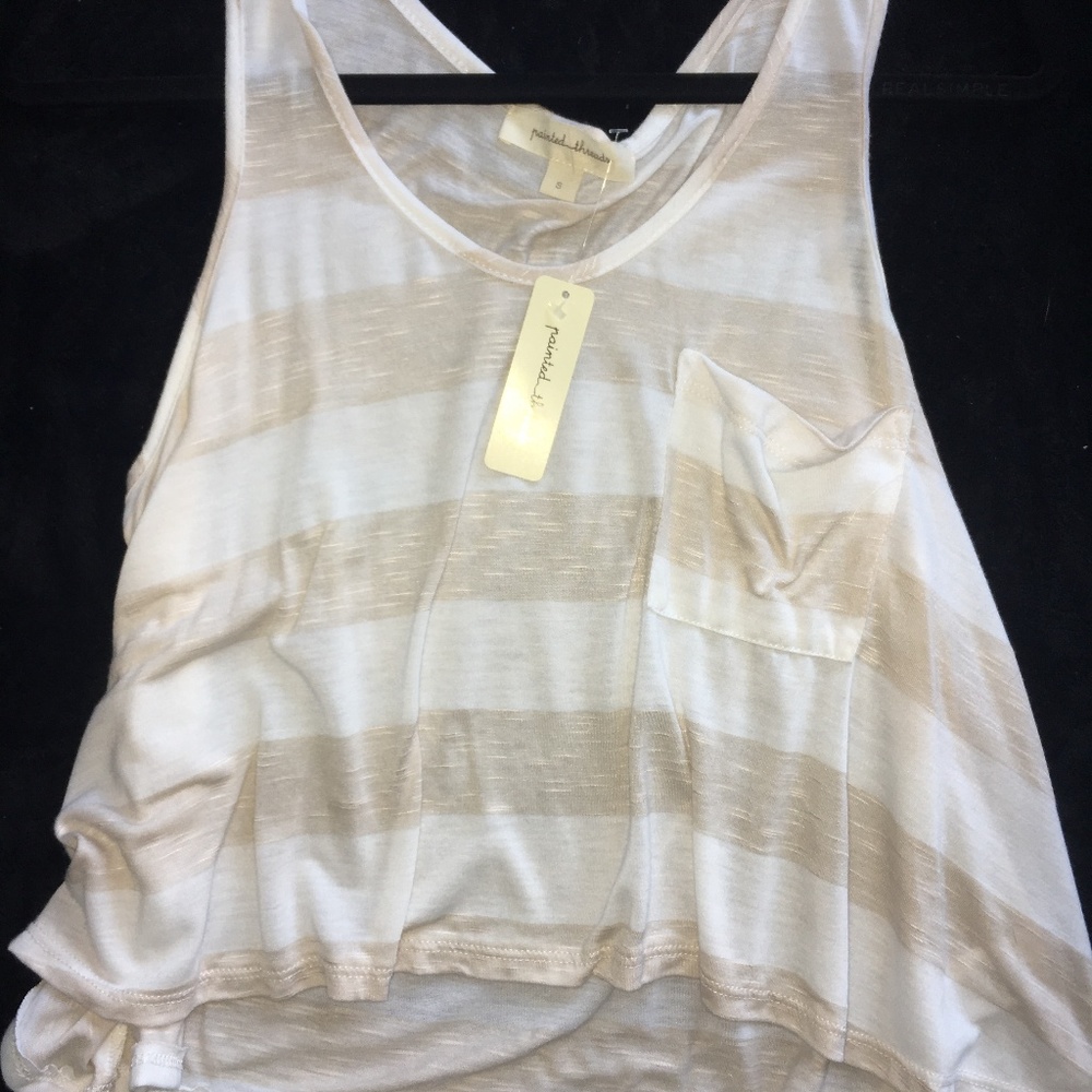 Painted Threads taupe striped tank